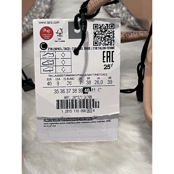 Zara Women's Pearl  Pointed Toe Slingback Heels CL8 Beige Size US 9 - Picture 10 of 12